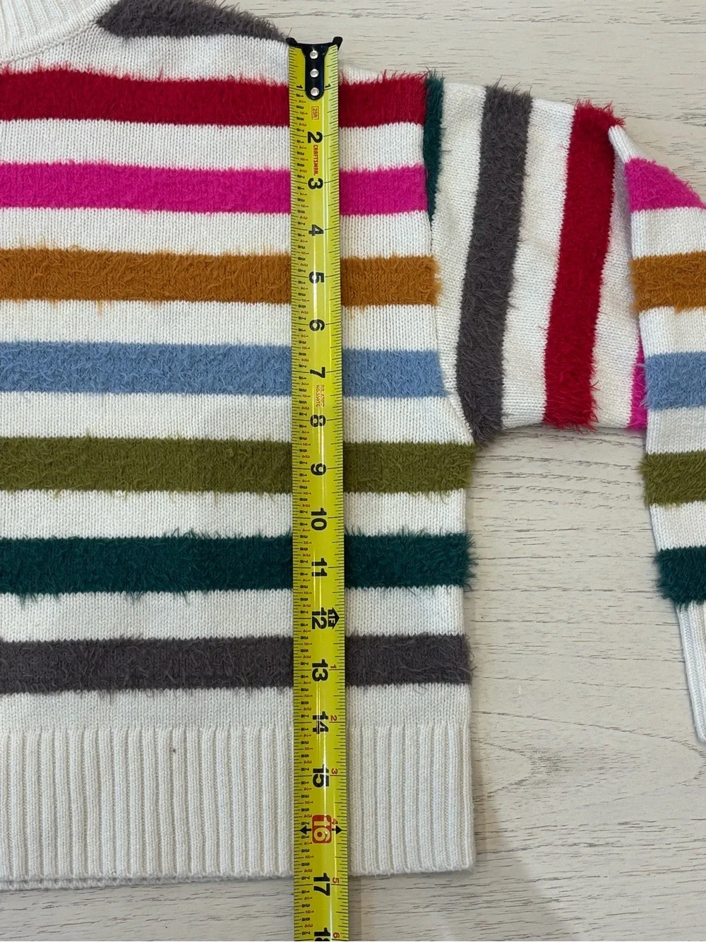 GapKids Stripe Mockneck Sweater Girls L (10) Rainbow Multicolor Fuzzy Stripe